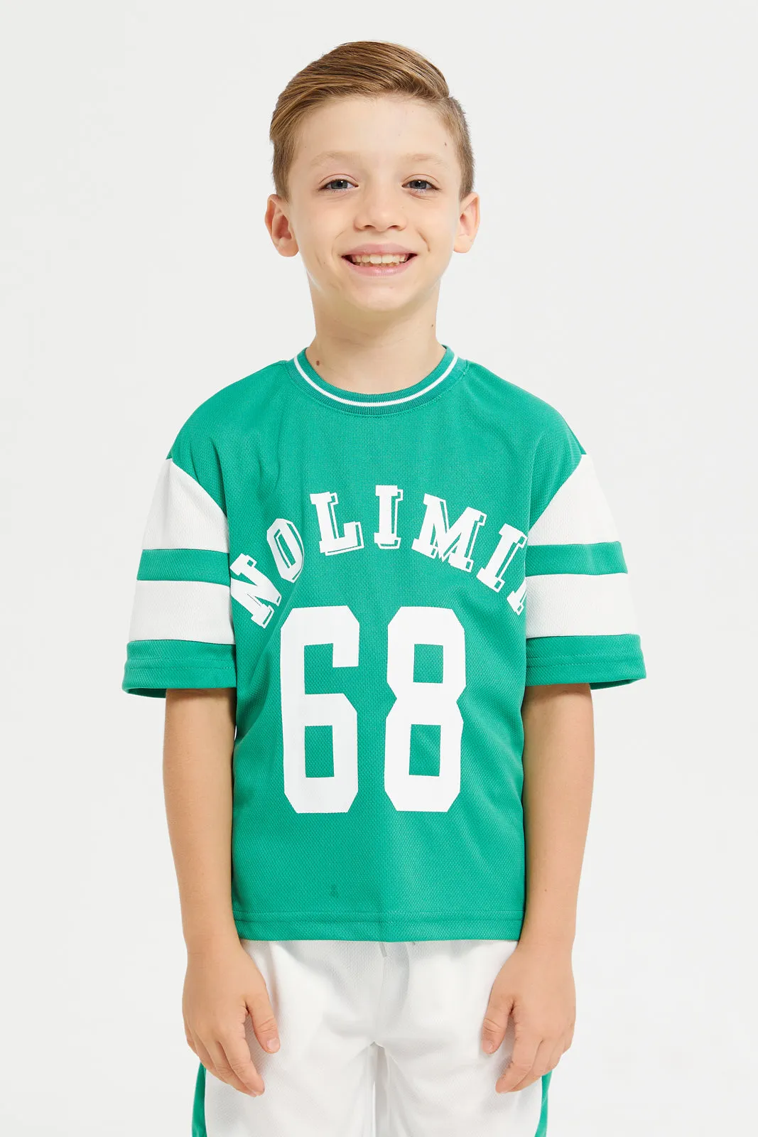 Boys Green Printed T-Shirt And Short Set (2 Piece)