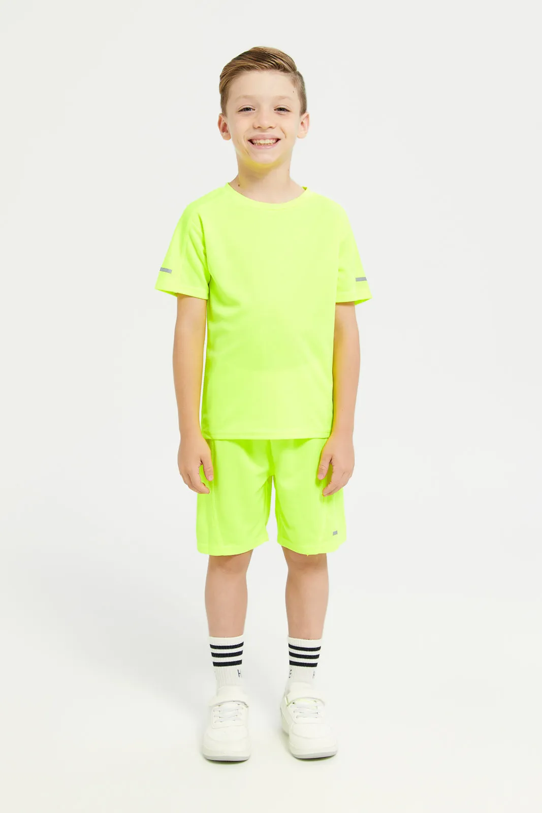 Boys Yellow Active T-Shirt & Shorts Set (2 Piece)