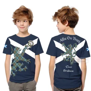 Brisbane Tartan Lion Rampant Kid T-Shirt Proudly Display Your Heritage with Alba Gu Brath and Clan Name