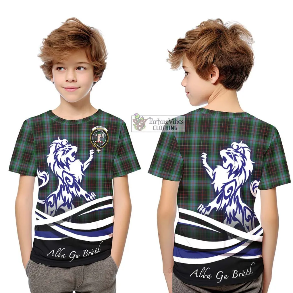 Brodie Hunting Tartan Kid T-Shirt with Alba Gu Brath Regal Lion Emblem