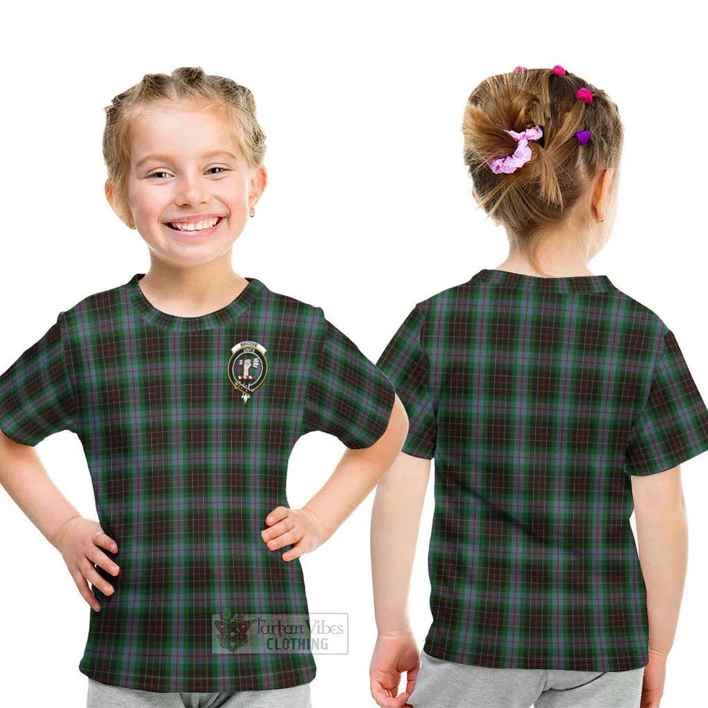 Brodie Hunting Tartan Kid T-Shirt with Family Crest