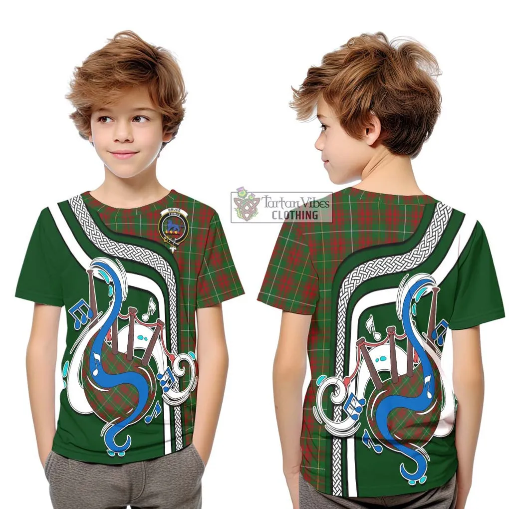 Bruce Hunting Tartan Kid T-Shirt with Epic Bagpipe Style