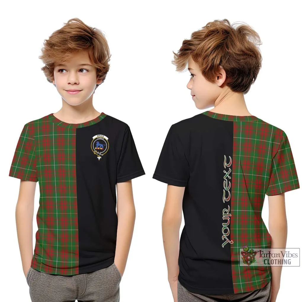 Bruce Hunting Tartan Kid T-Shirt with Family Crest and Half Of Me Style