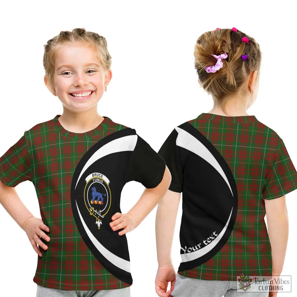 Bruce Hunting Tartan Kid T-Shirt with Family Crest Circle Style