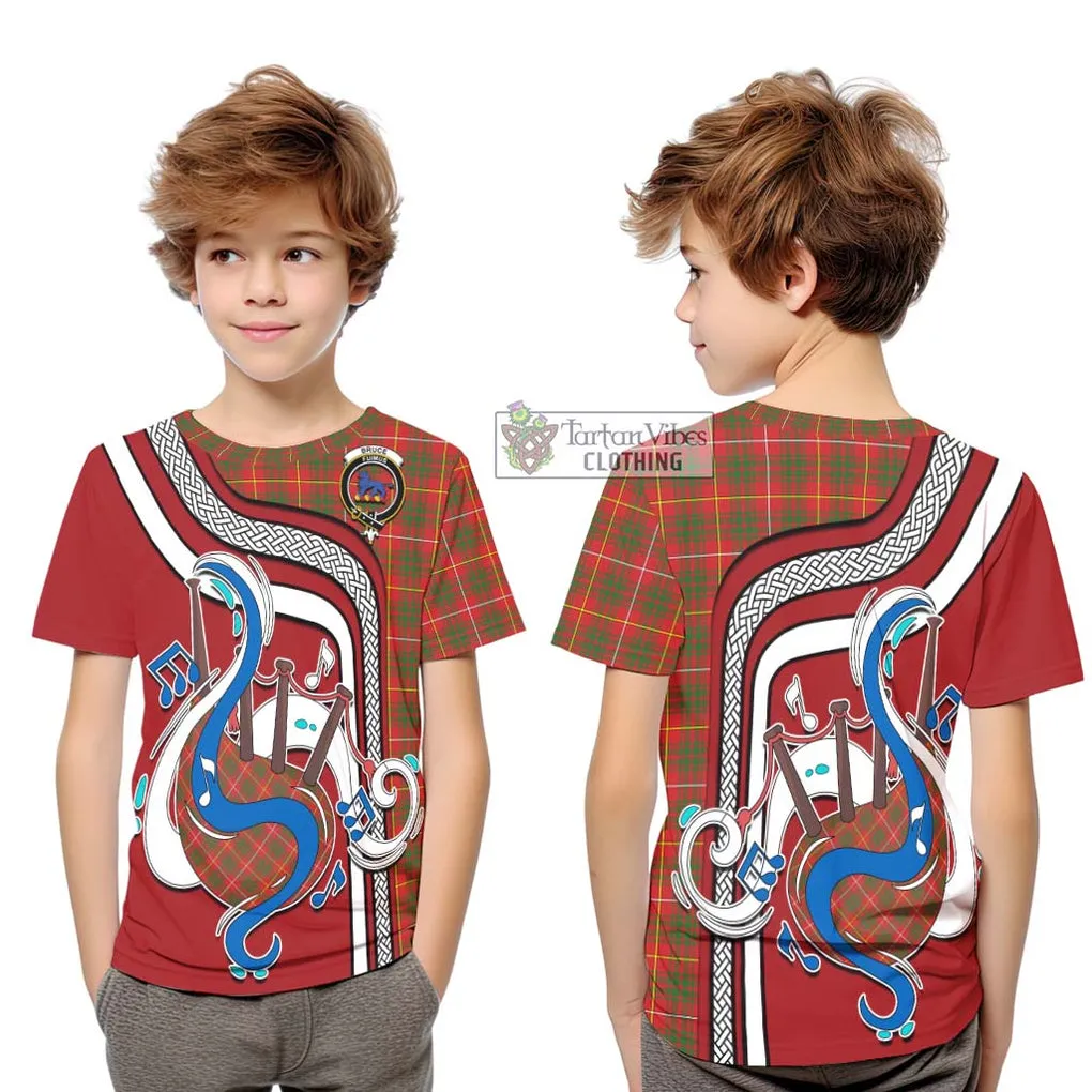 Bruce Modern Tartan Kid T-Shirt with Epic Bagpipe Style