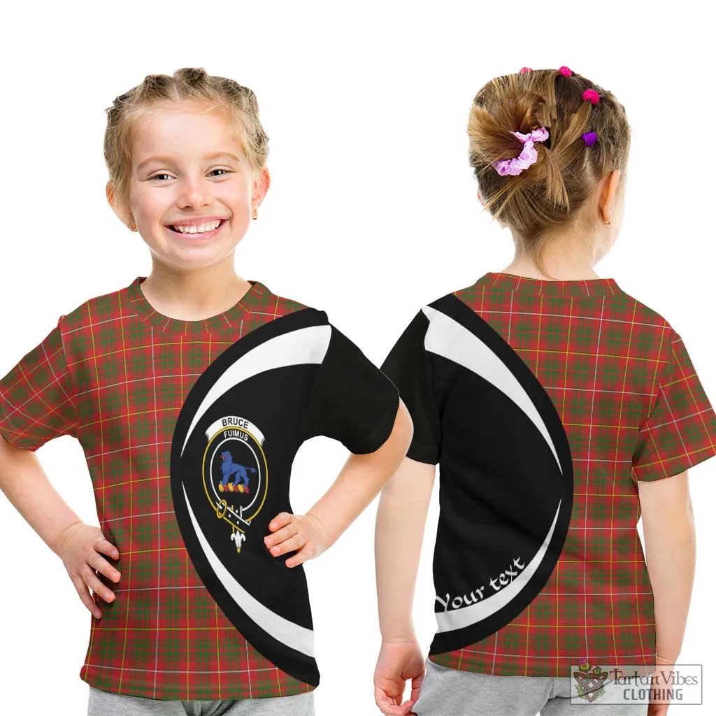 Bruce Modern Tartan Kid T-Shirt with Family Crest Circle Style