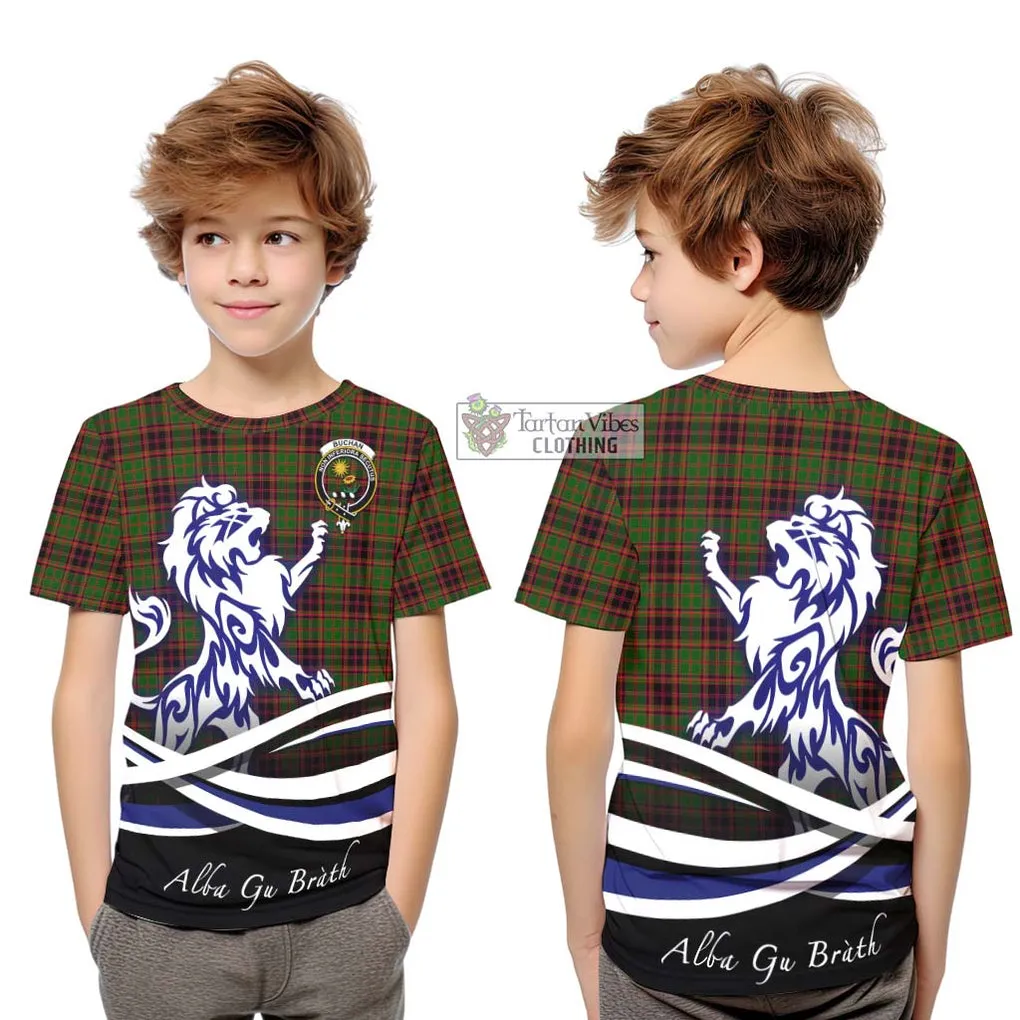 Buchan Tartan Kid T-Shirt with Alba Gu Brath Regal Lion Emblem