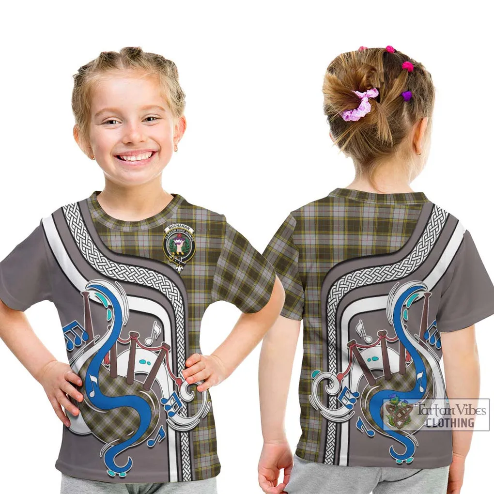 Buchanan Dress Tartan Kid T-Shirt with Epic Bagpipe Style