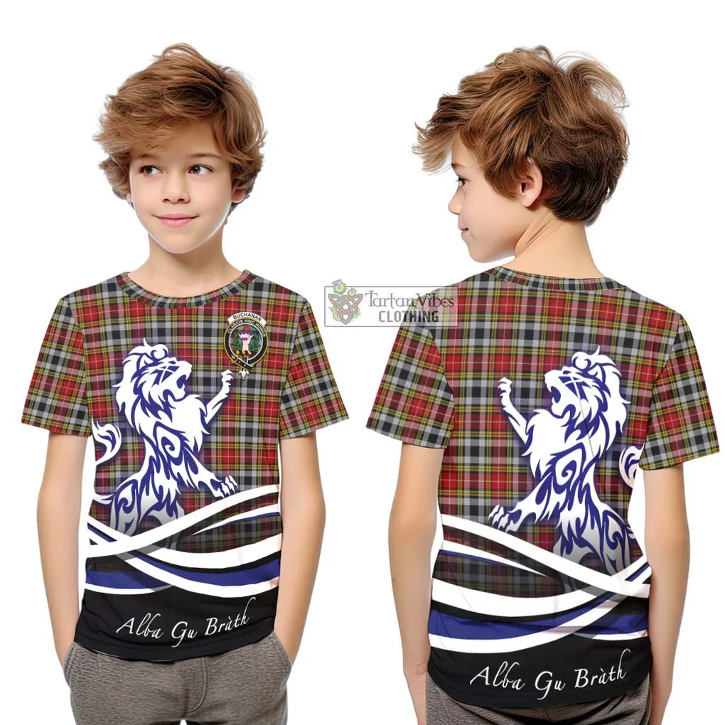 Buchanan Old Dress Tartan Kid T-Shirt with Alba Gu Brath Regal Lion Emblem