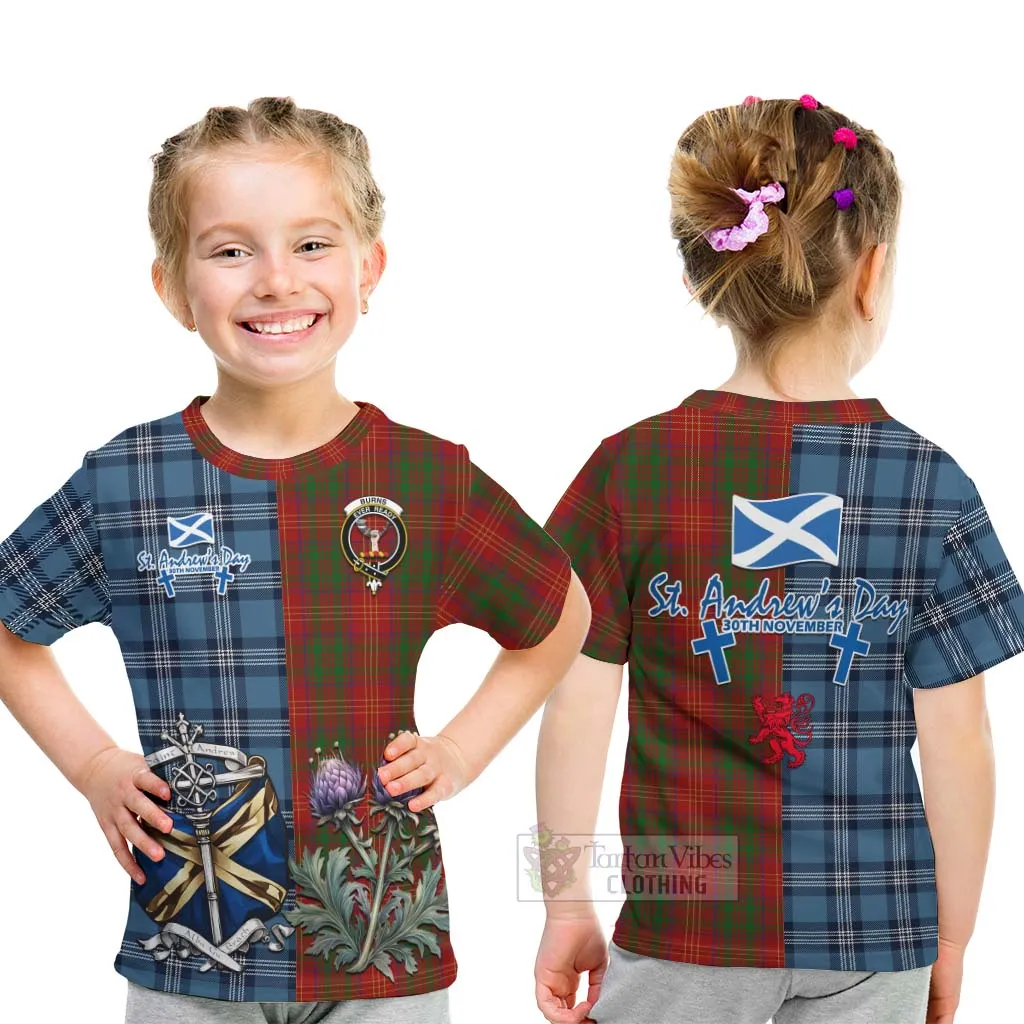 Burns Tartan Kid T-Shirt Happy St. Andrew's Day Half Tartan Style