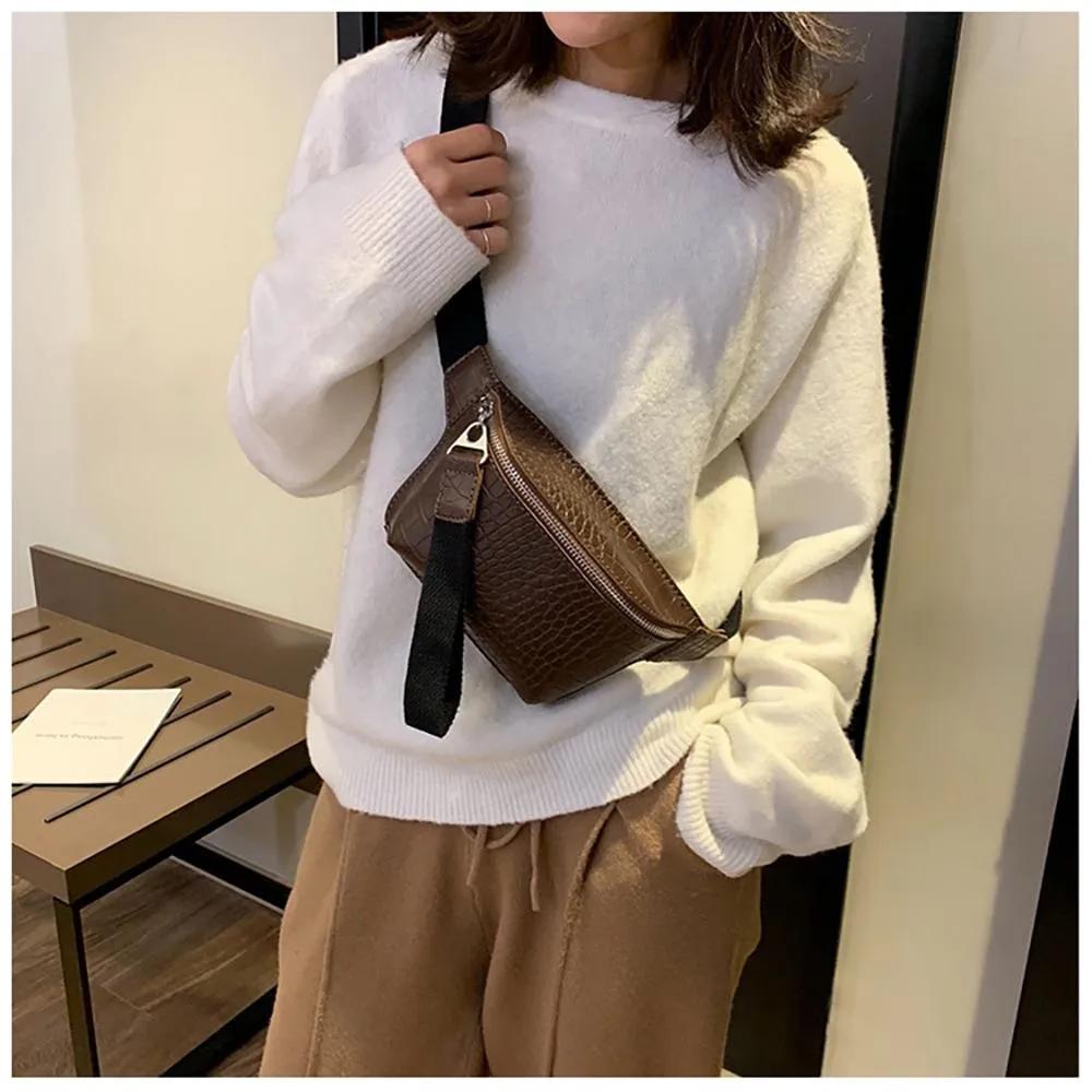 Casual Crocodile-Style Cross-body Fanny Bag