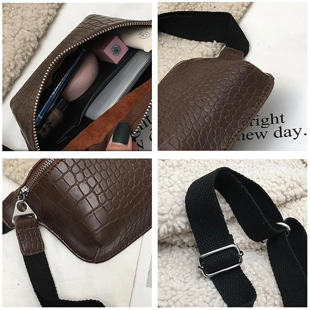 Casual Crocodile-Style Cross-body Fanny Bag