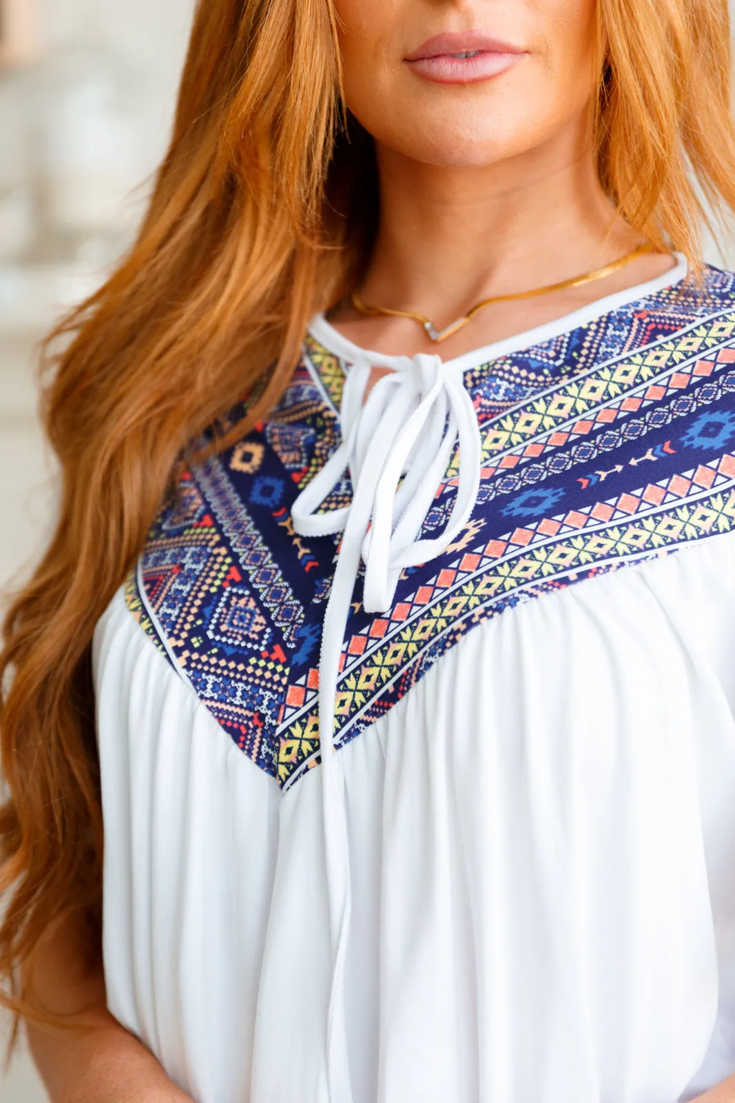 Casually Boho Keyhole Neckline Top