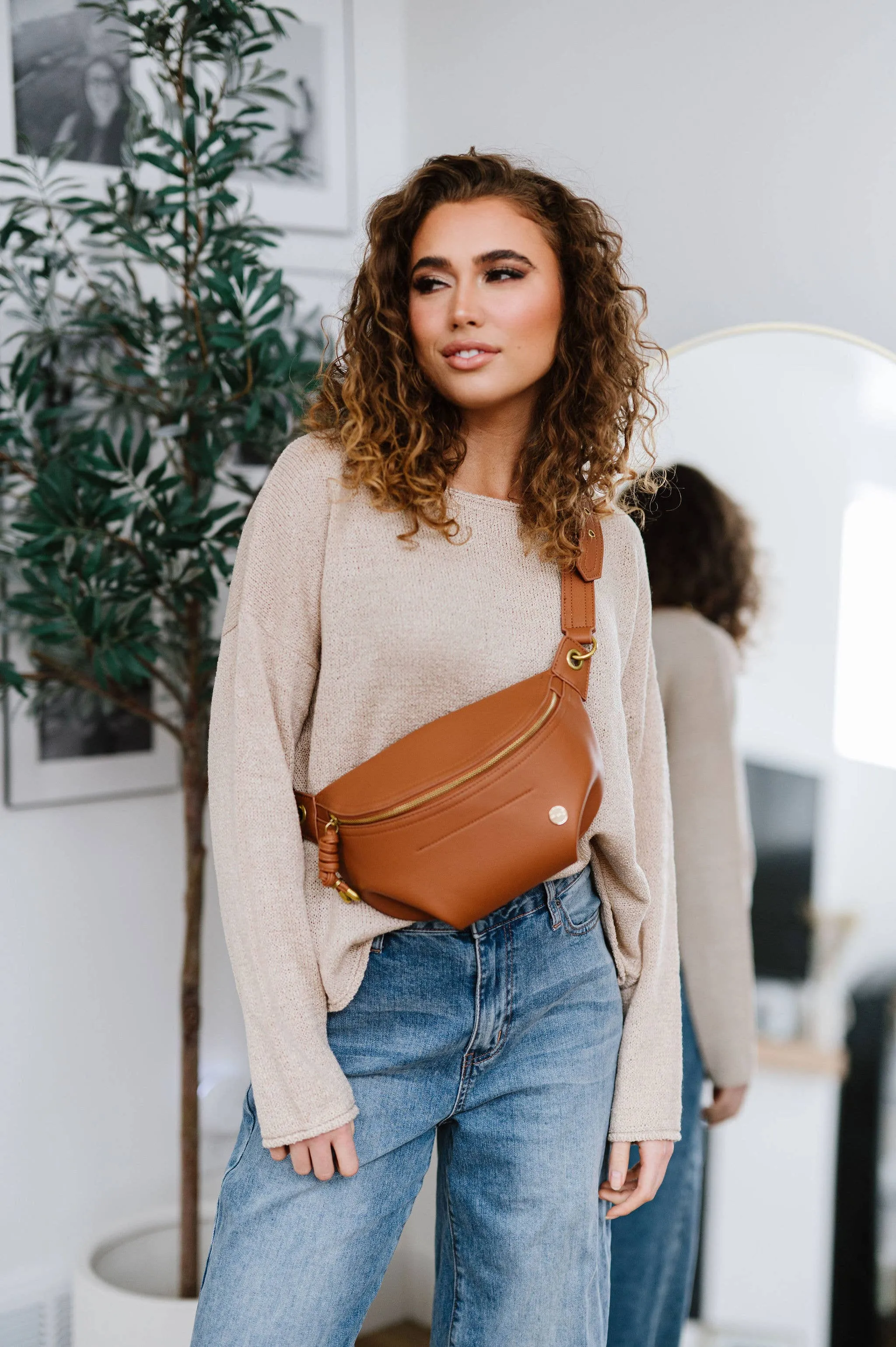 Catherine Fanny Pack Waist Belt Bag Sling: Camel