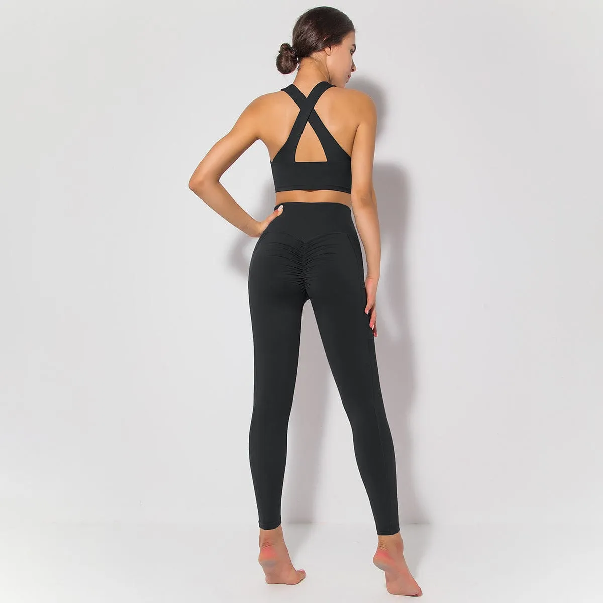 Cross Back Sports Bra & Sculpting Leggings Set