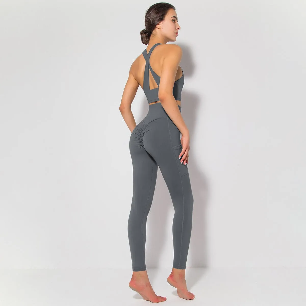 Cross Back Sports Bra & Sculpting Leggings Set