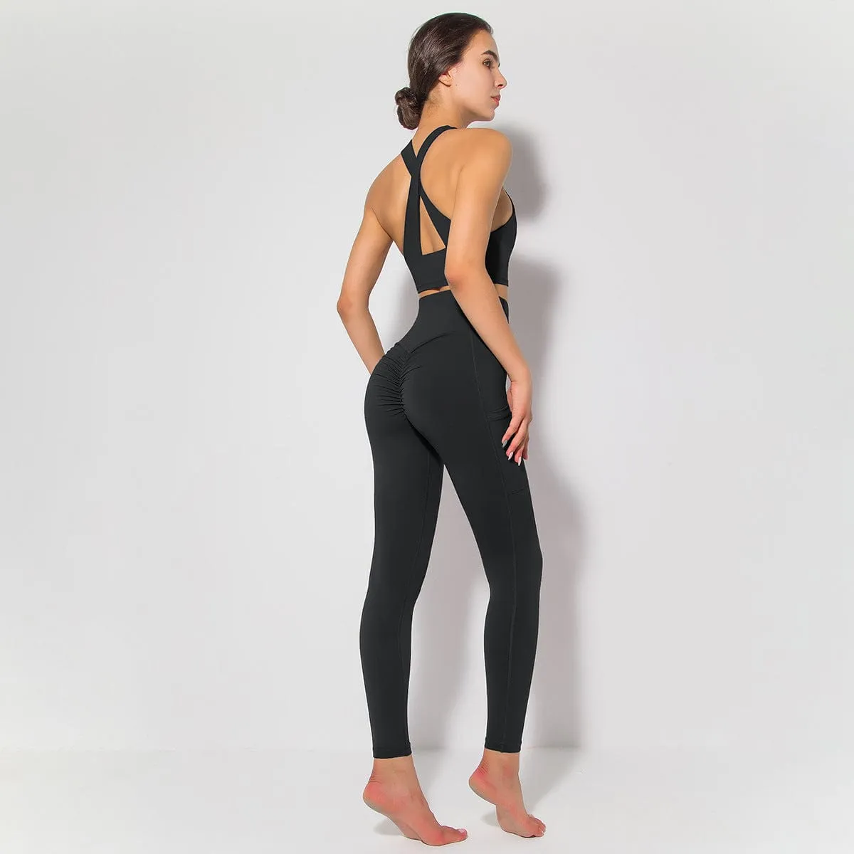 Cross Back Sports Bra & Sculpting Leggings Set