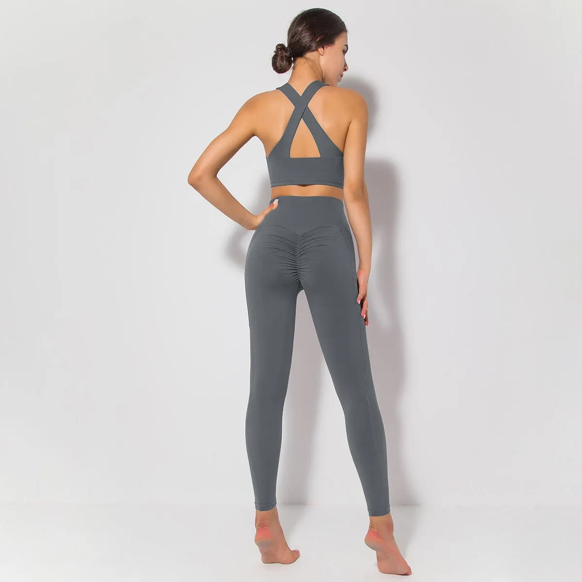 Cross Back Sports Bra & Sculpting Leggings Set