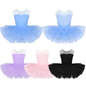 Girls Ballet Dress Stretch U-shaped Back Ballet Dance Gymnastics Leotard Tutu