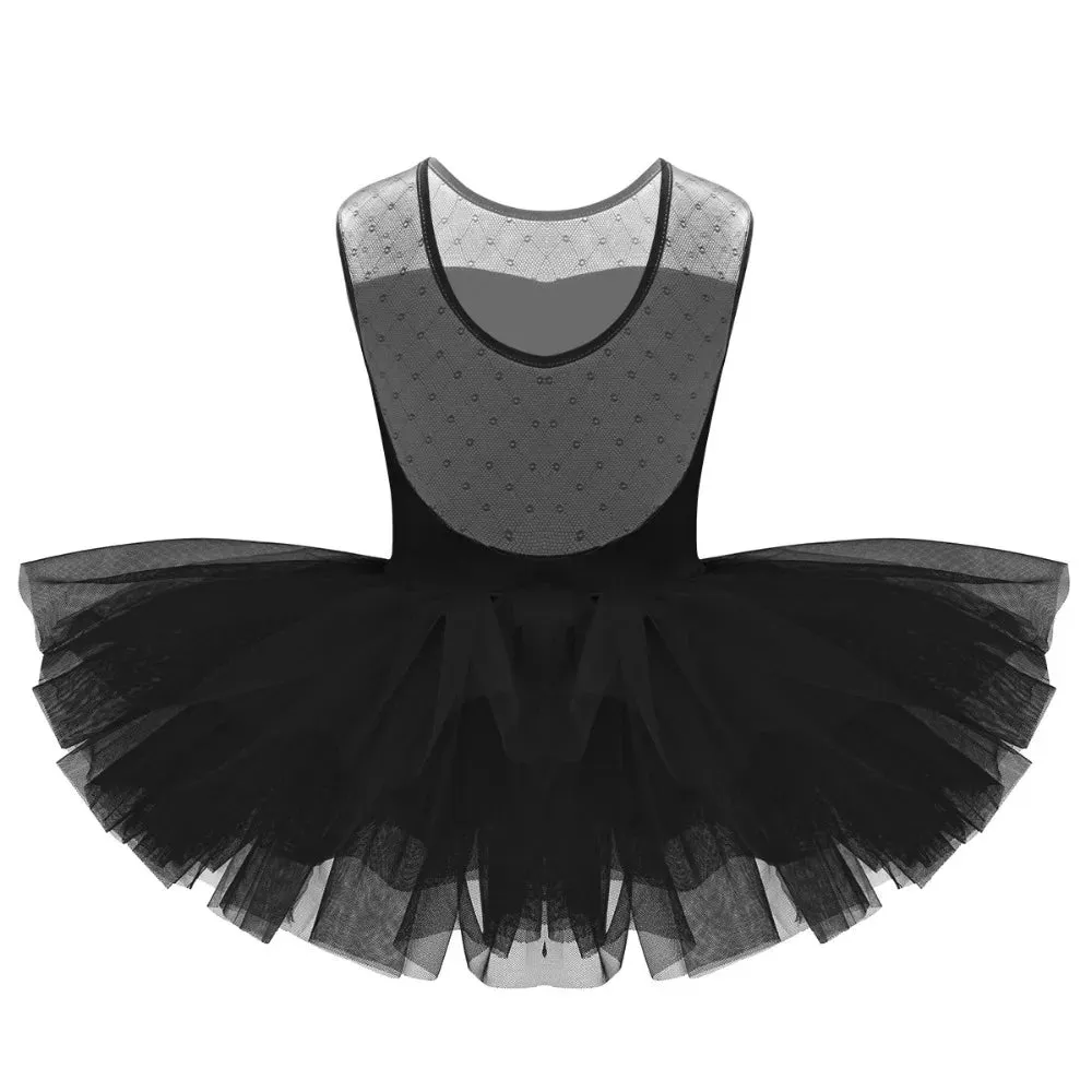 Girls Ballet Dress Stretch U-shaped Back Ballet Dance Gymnastics Leotard Tutu