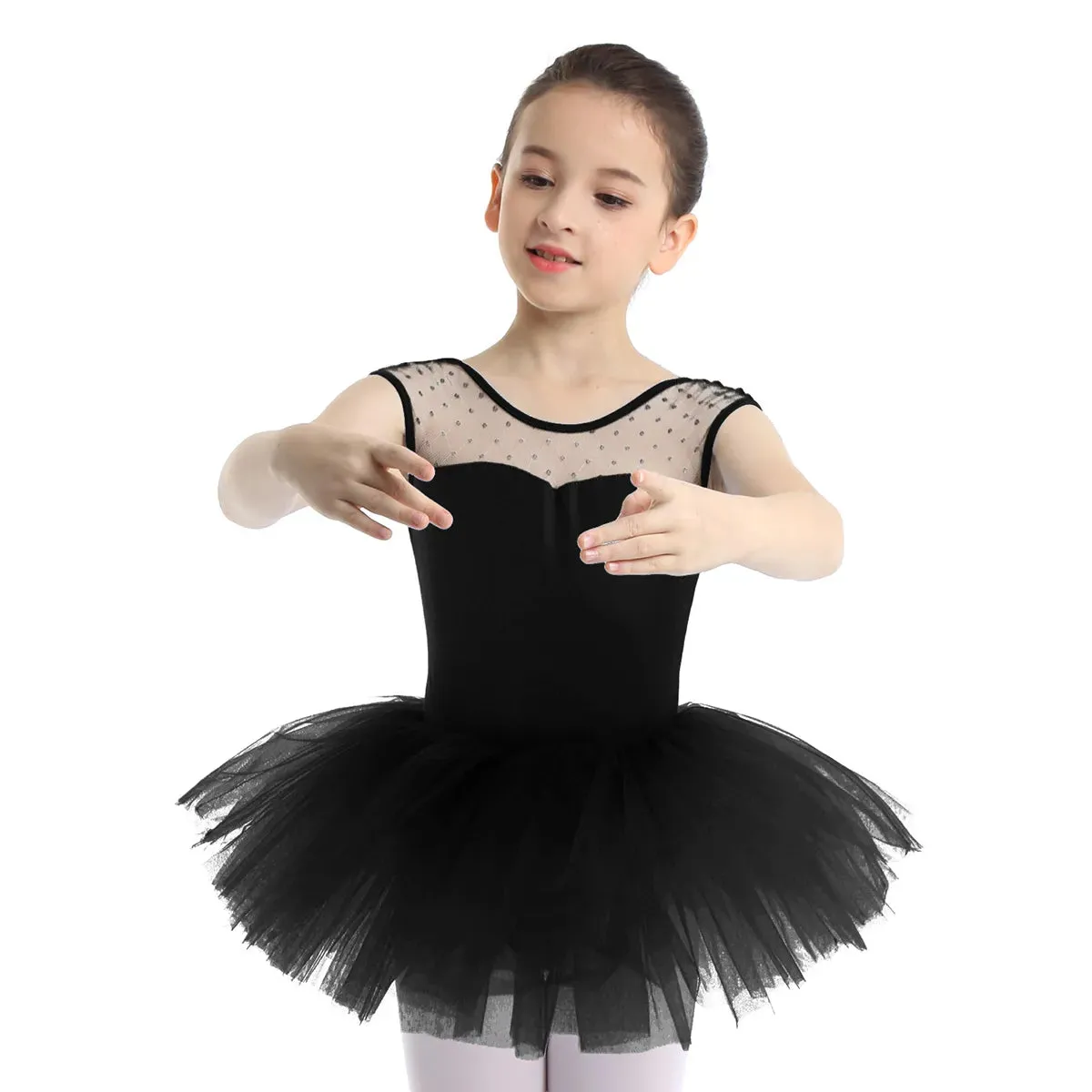 Girls Ballet Dress Stretch U-shaped Back Ballet Dance Gymnastics Leotard Tutu