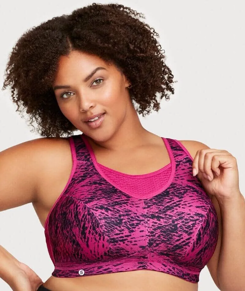 Glamorise No-Bounce Camisole Elite Wire-Free Sports Bra - Fuchsia Print