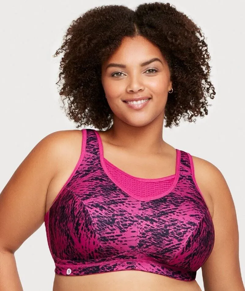 Glamorise No-Bounce Camisole Elite Wire-Free Sports Bra - Fuchsia Print