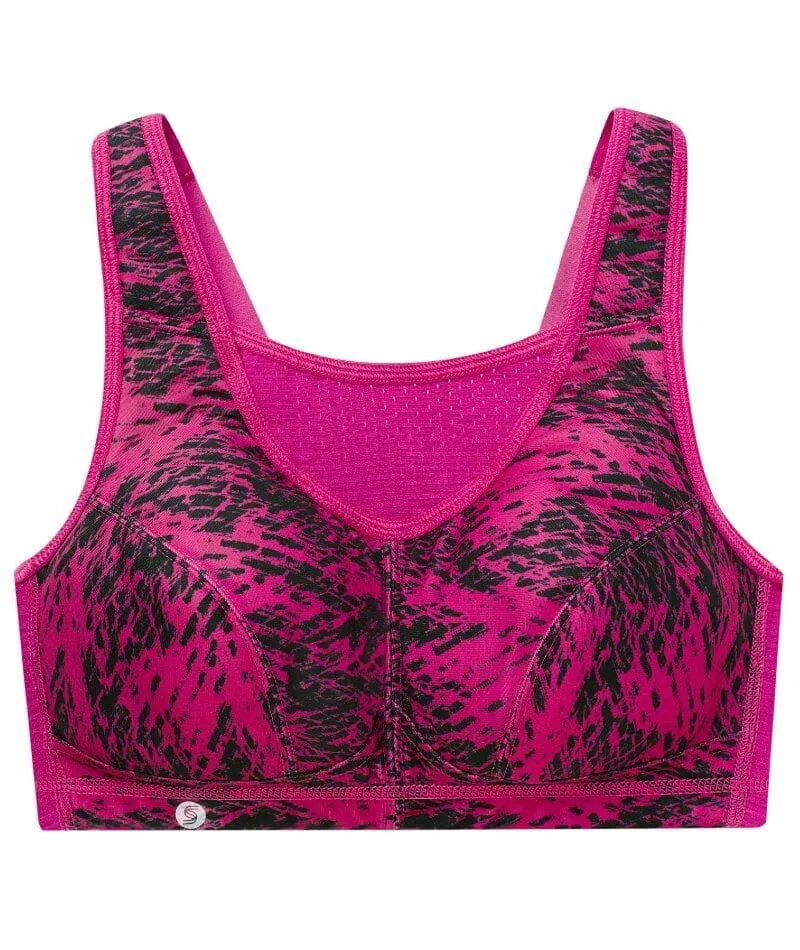 Glamorise No-Bounce Camisole Elite Wire-Free Sports Bra - Fuchsia Print