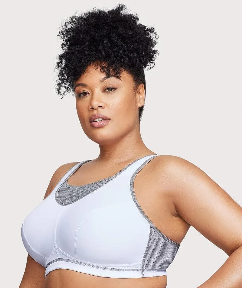 Glamorise No-Bounce Camisole Elite Wire-Free Sports Bra - White/Gray