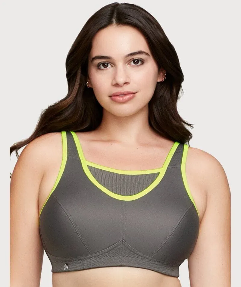 Glamorise No-Bounce Camisole Wire-Free Sports Bra - Gray/Yellow