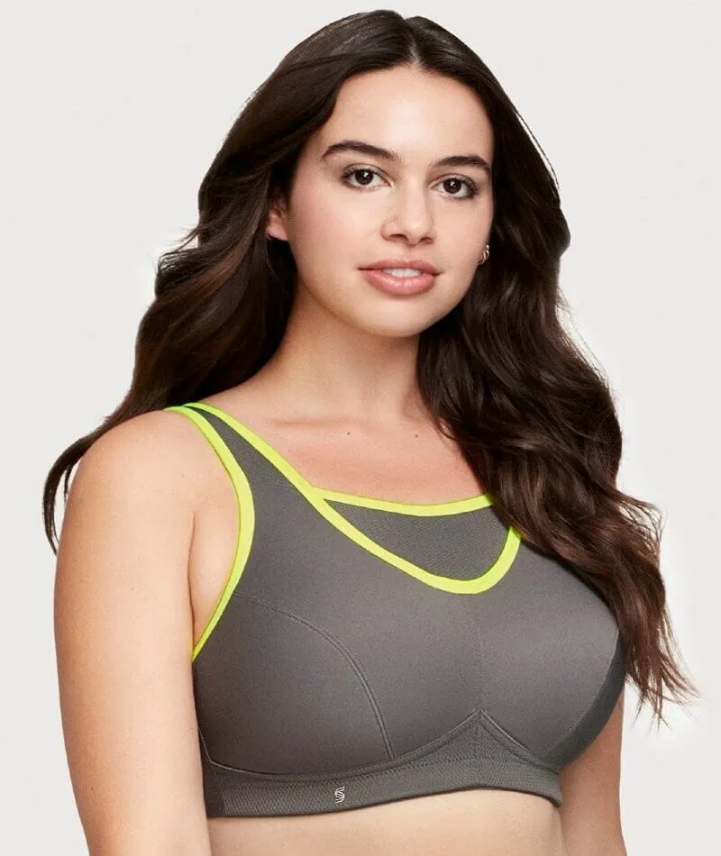 Glamorise No-Bounce Camisole Wire-Free Sports Bra - Gray/Yellow