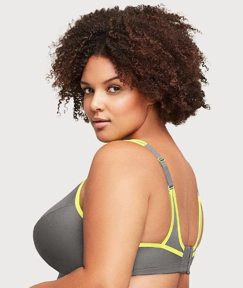 Glamorise No-Bounce Camisole Wire-Free Sports Bra - Gray/Yellow