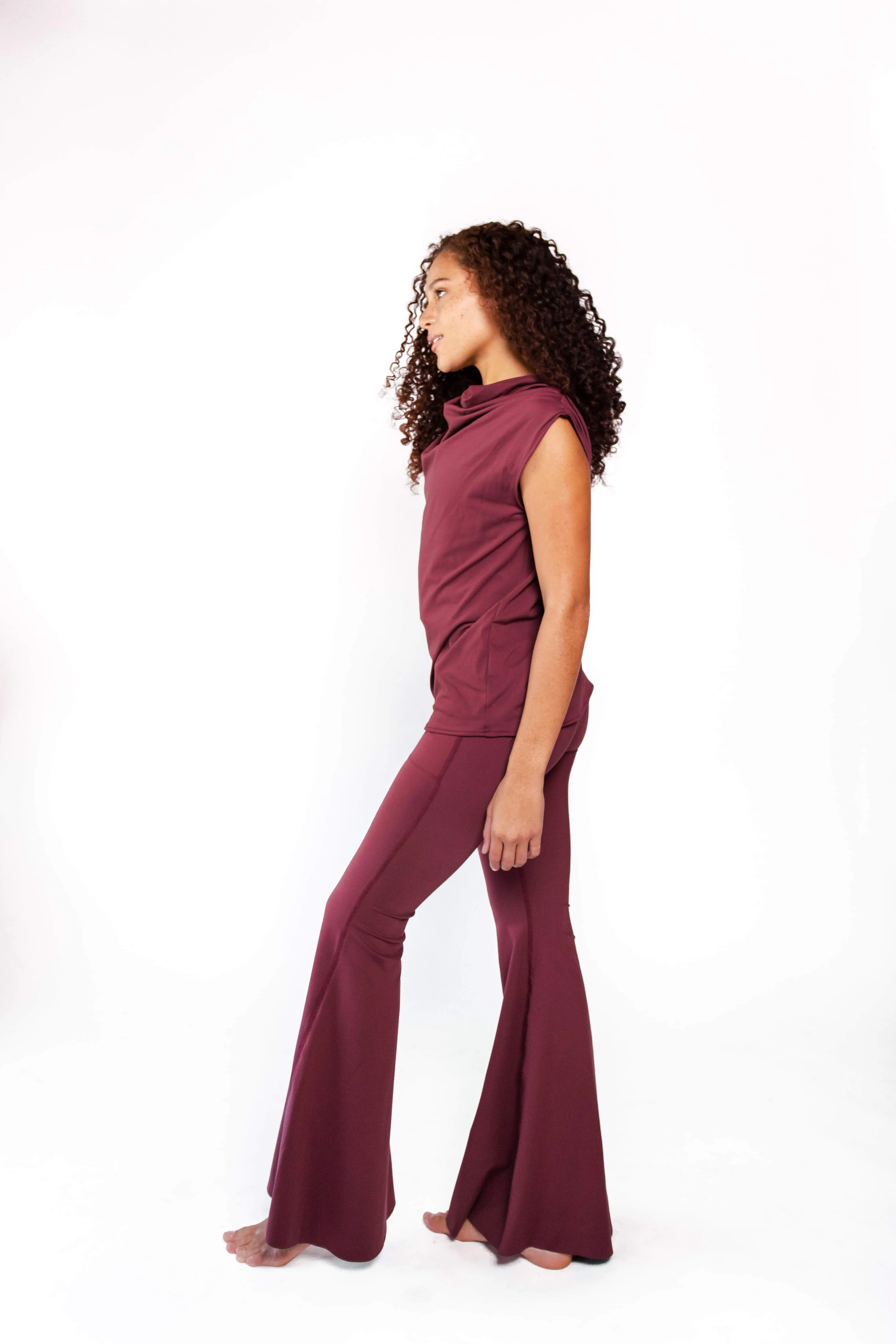 Goddess Cowl Tank in Maroon by Yoga Democracy