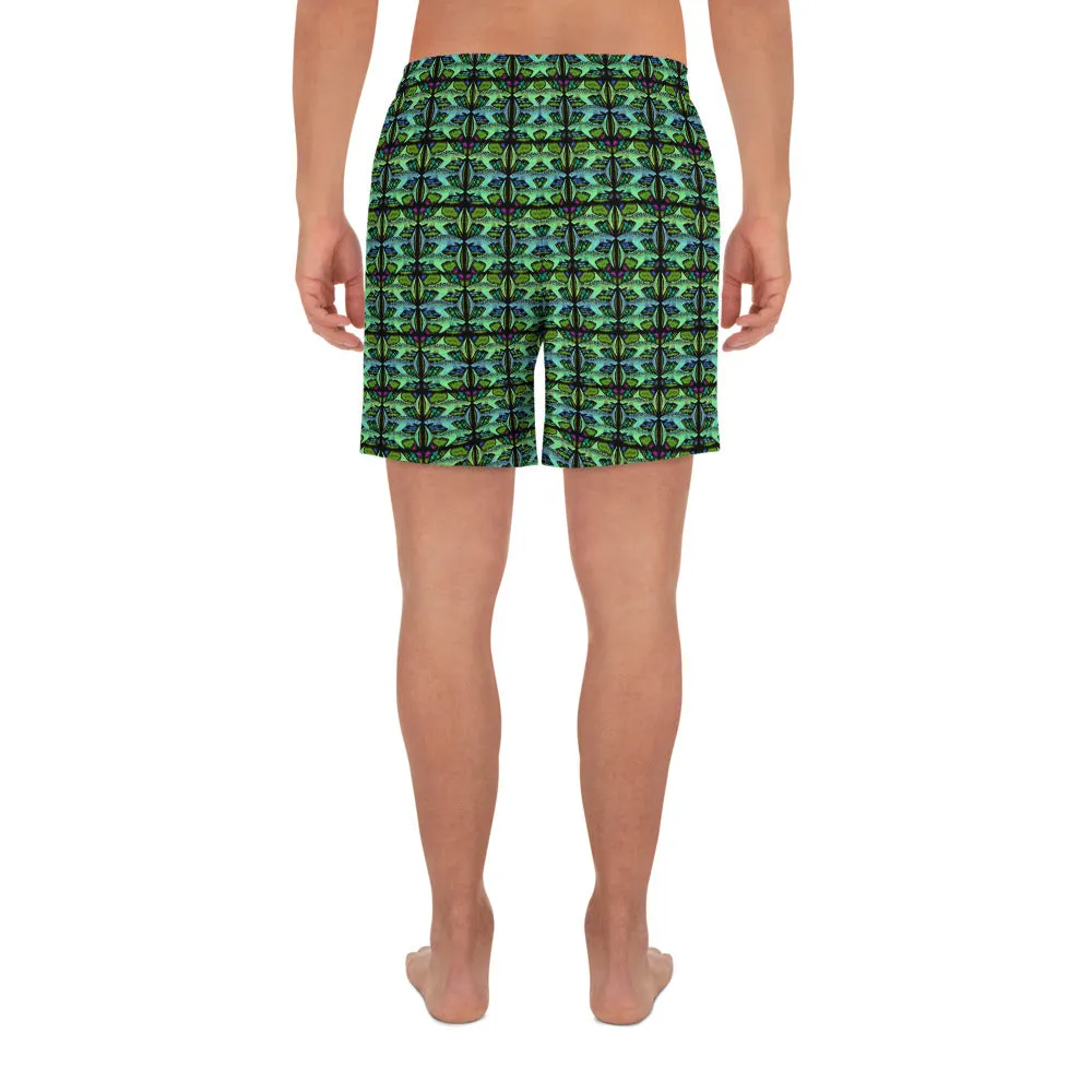 Green Sharks Men's Athletic Long Shorts