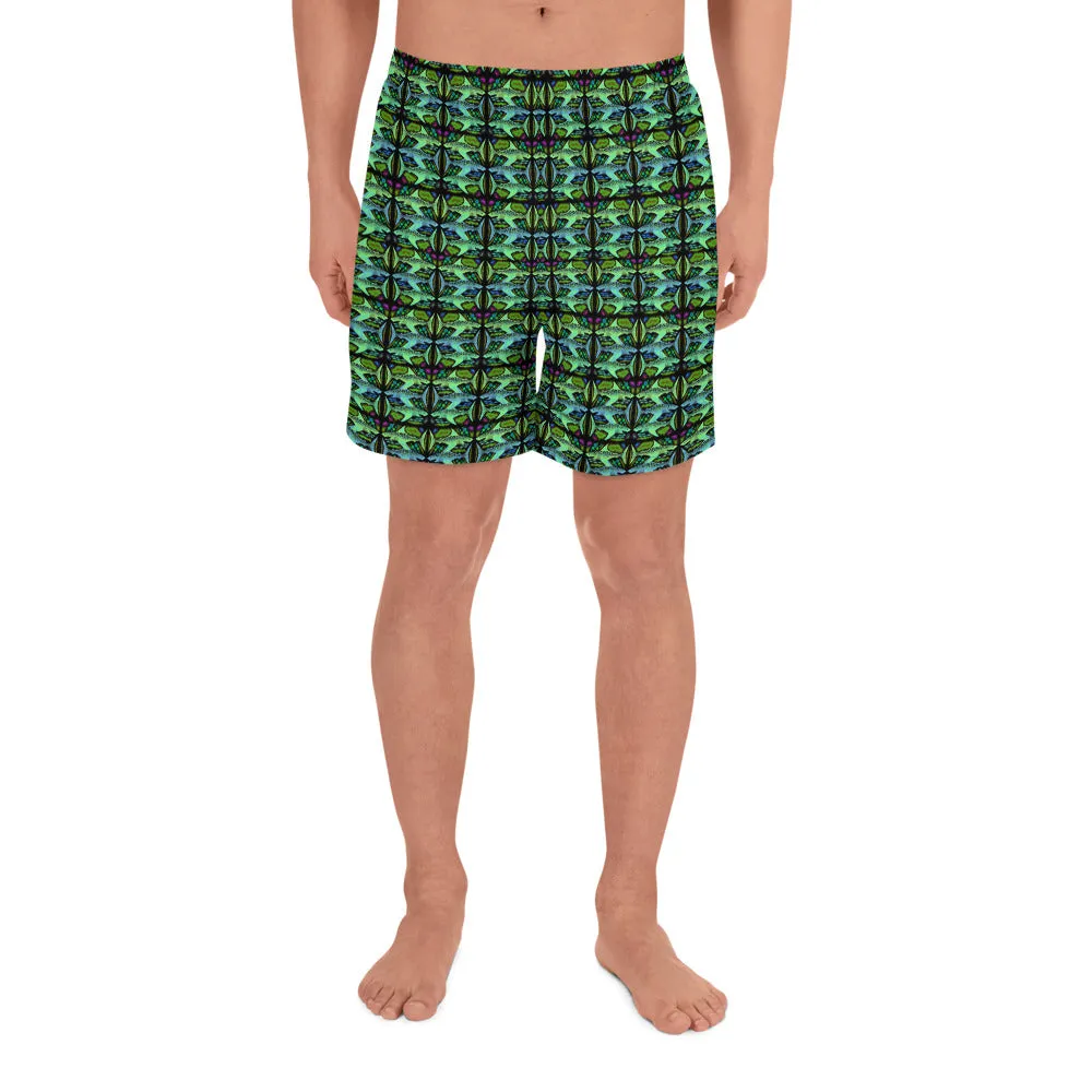 Green Sharks Men's Athletic Long Shorts