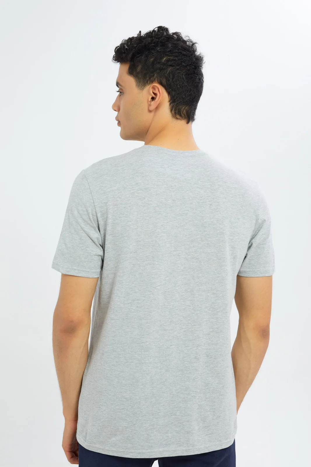 Grey Crew Neck Regular Fit T-Shirt