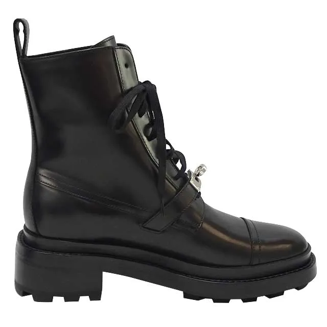 HERMES boots Short Boots Funk #35 1/2 Noir (Black) vauglace/Notchd rubber sole #35 1/2 Silver HW[BRAND NEW][Authentic]