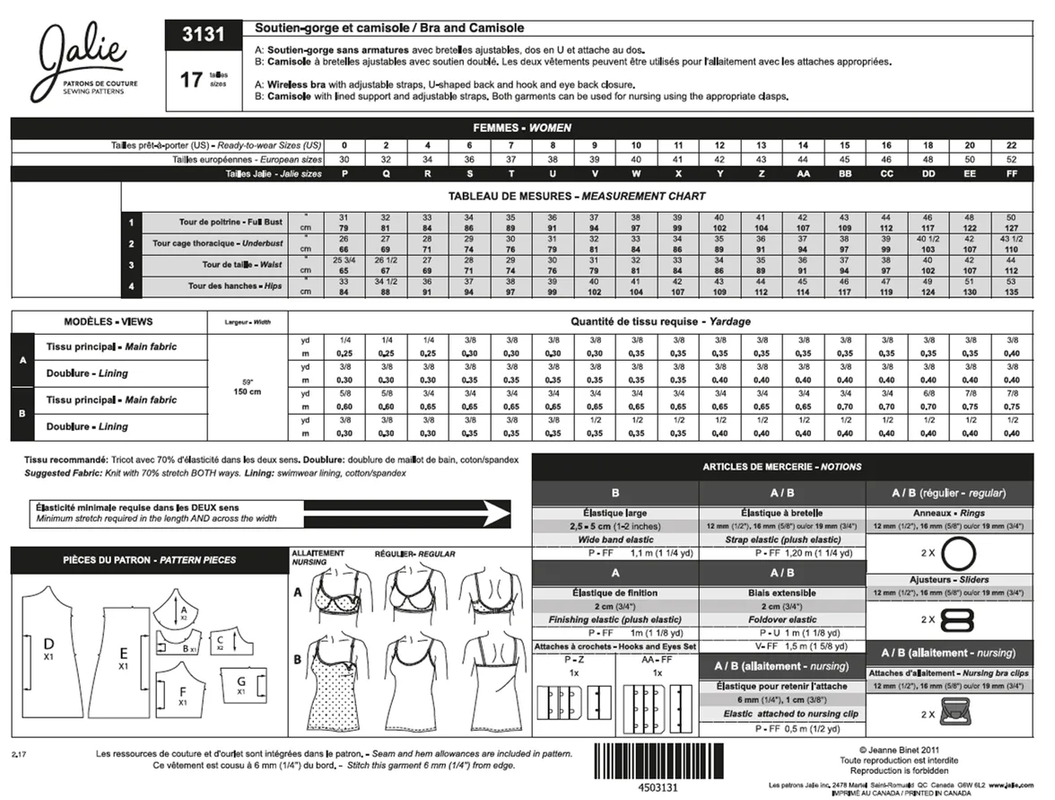 Jalie Bra and Tank Pattern 3131