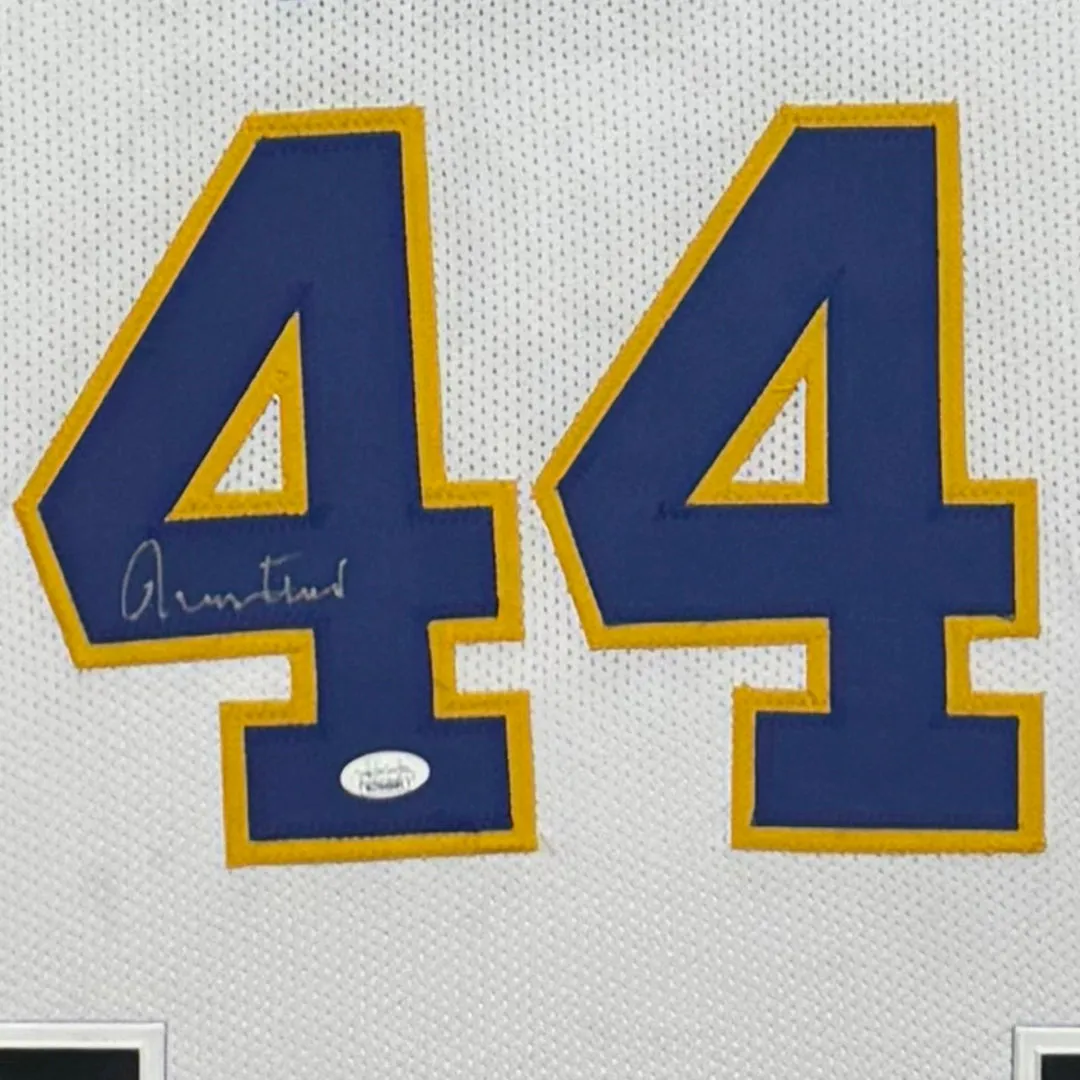 Jerry West Signed White Custom Suede Matte Framed Basketball Jersey