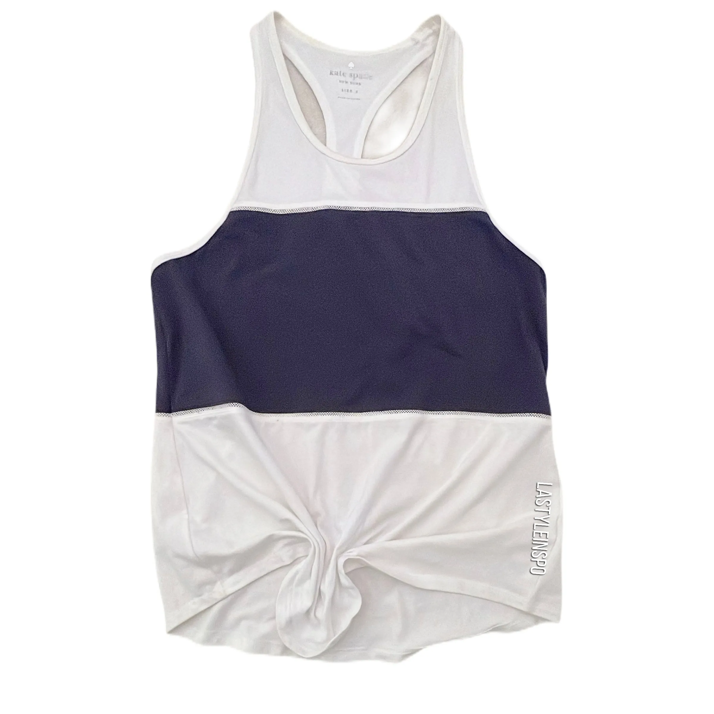 Kate Spade Tank Top Sporty White Blue Navy Small