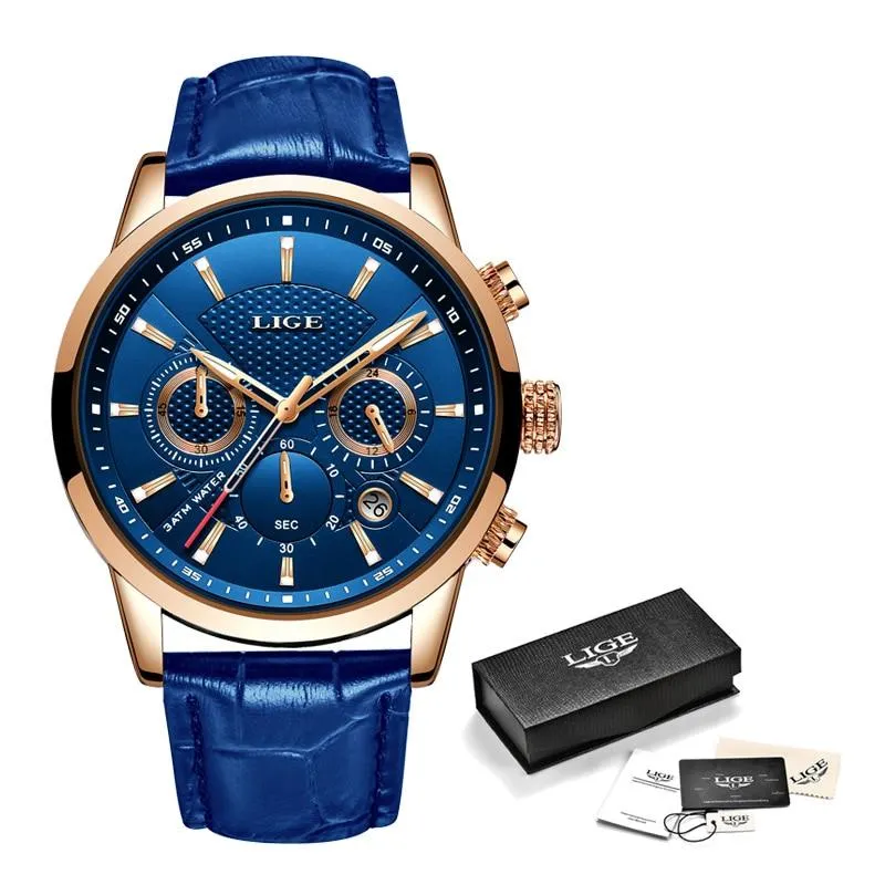 Men Chronograph Leather Wristband Quartz Watches