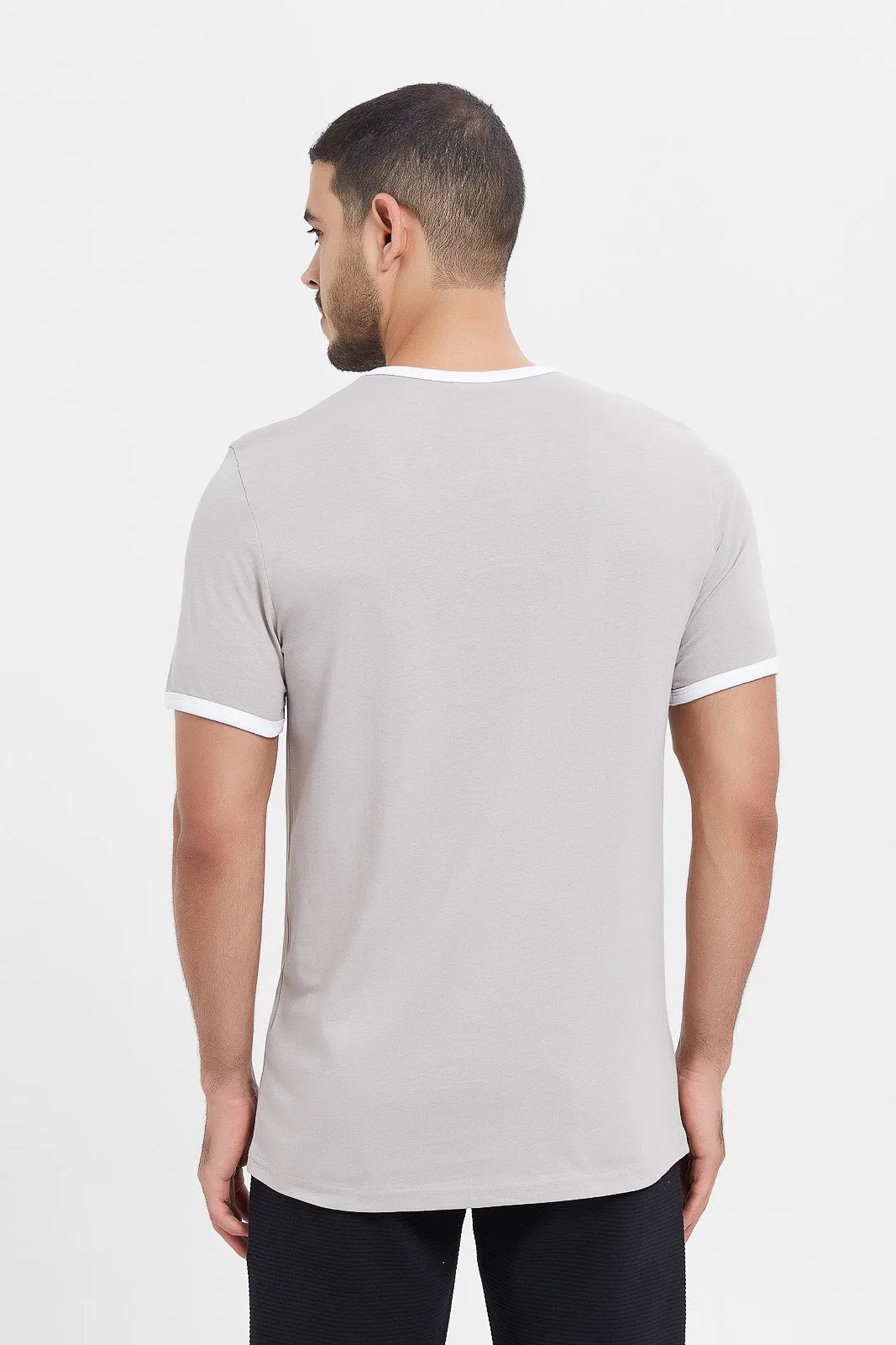 Men Grey Ringer T-Shirt