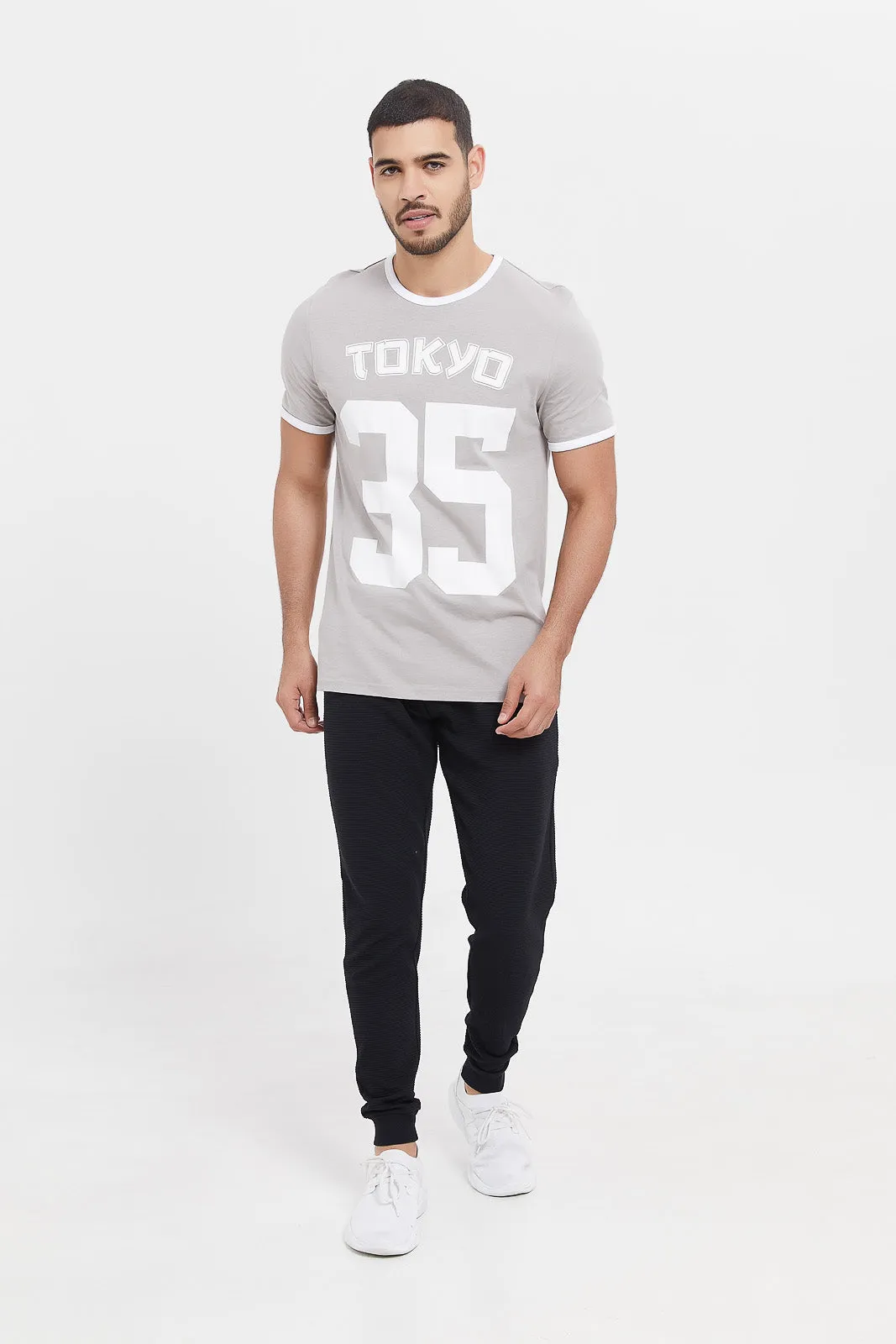 Men Grey Ringer T-Shirt