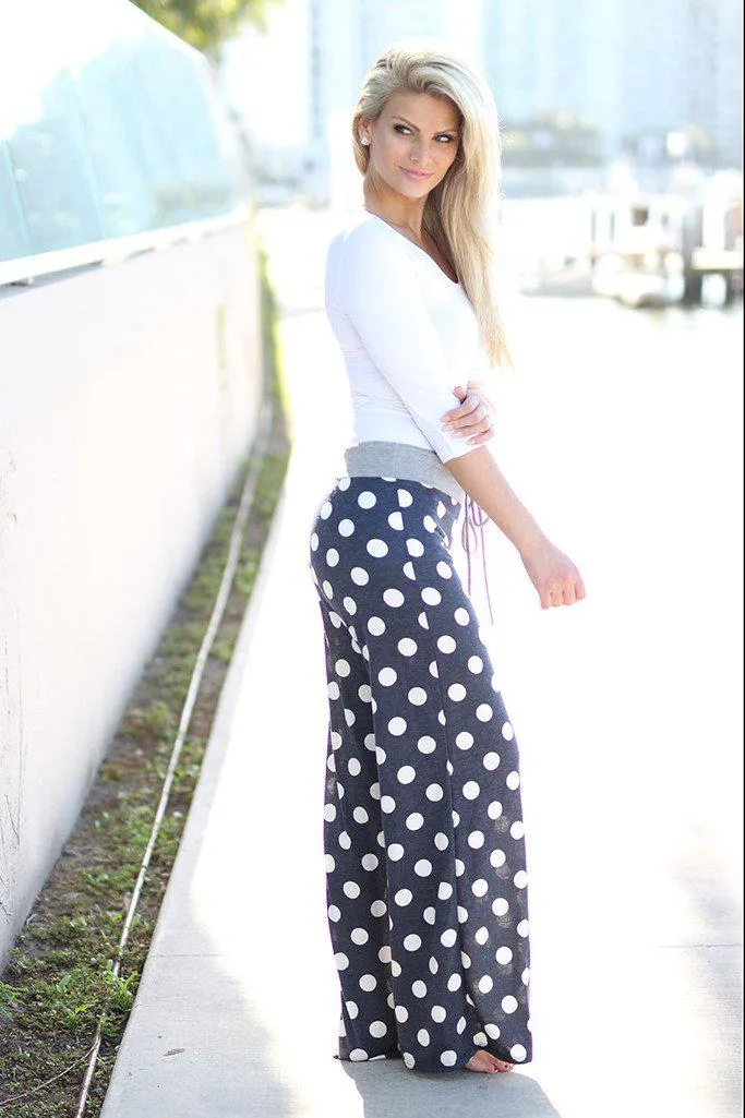 Navy Polka Dot Sweatpants