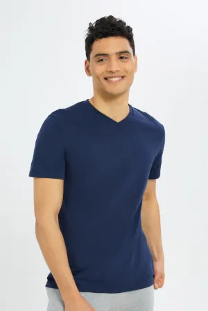 Navy V-Neck Regular Fit T-Shirt