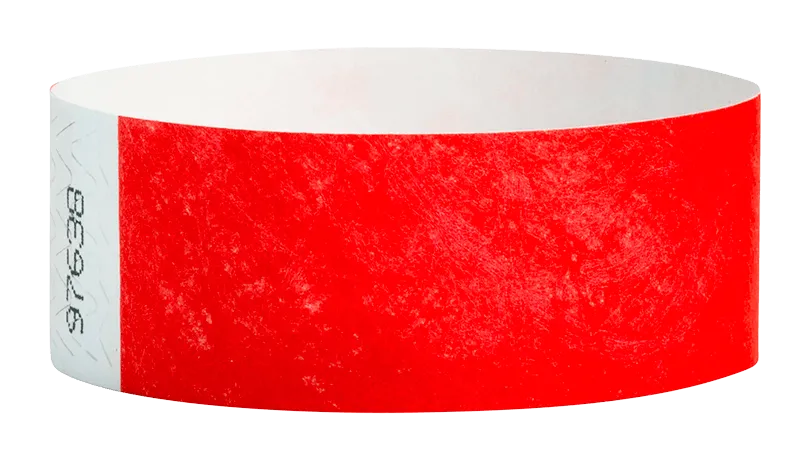 Neon Red Tyvek Solid Wristbands