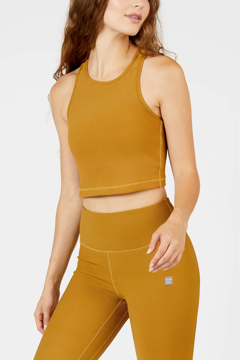 Nicole high-neck bra tank honey