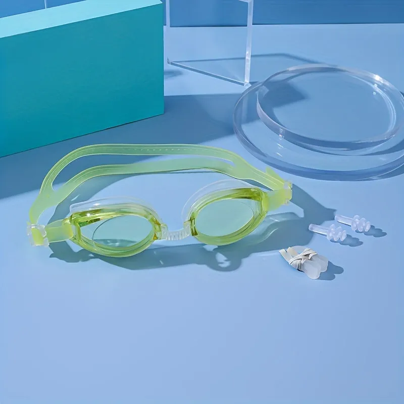 Premium Adult Swim Goggles with Nose Clip  Ear Plugs