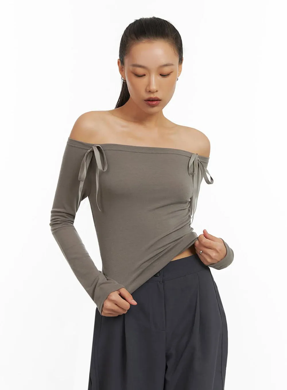 Ribbon Off Shoulder Top IO409