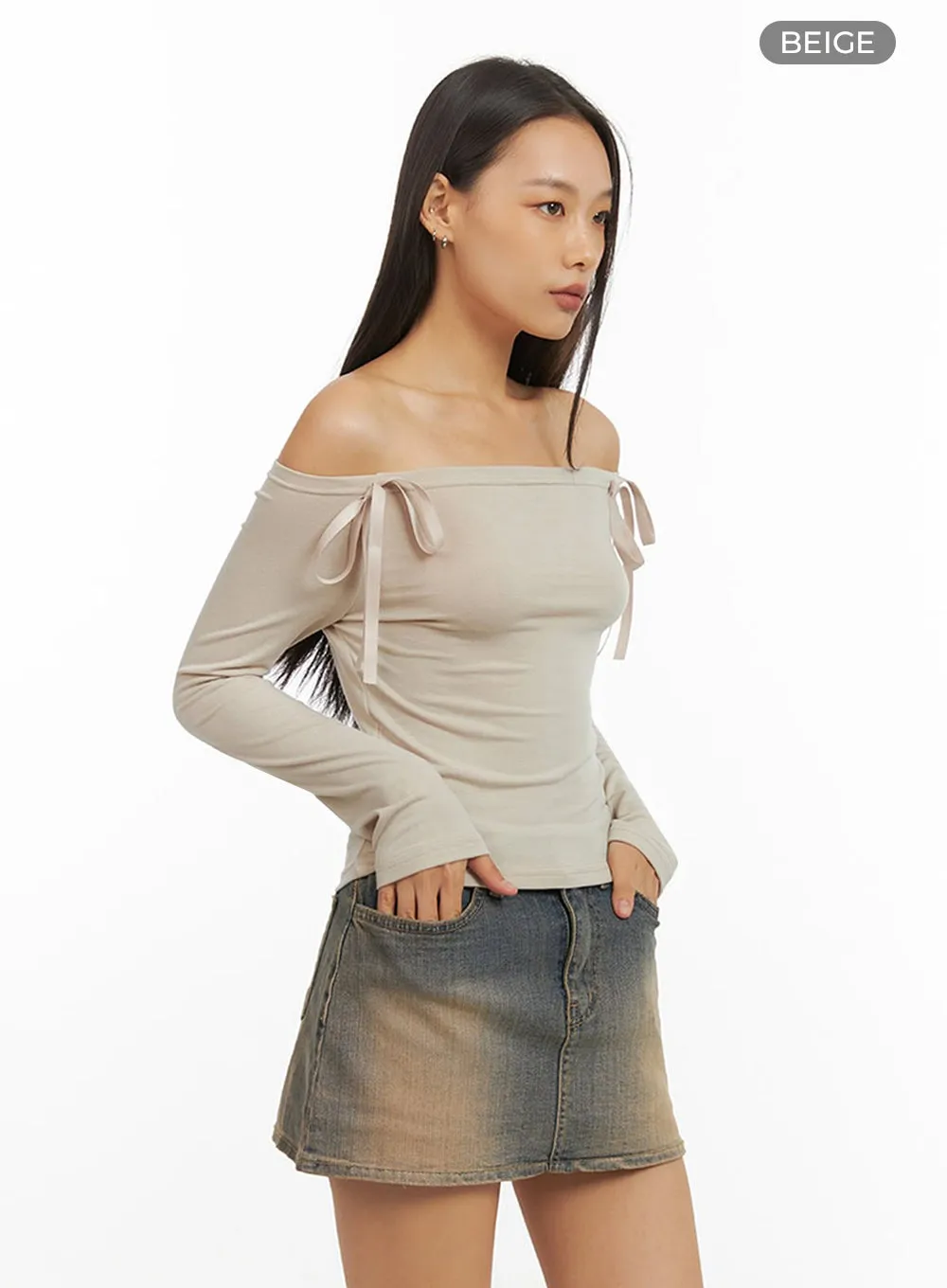 Ribbon Off Shoulder Top IO409